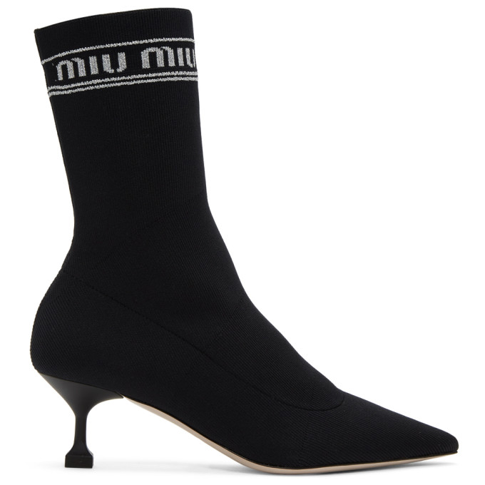 MIU MIU Black Sock Boots
