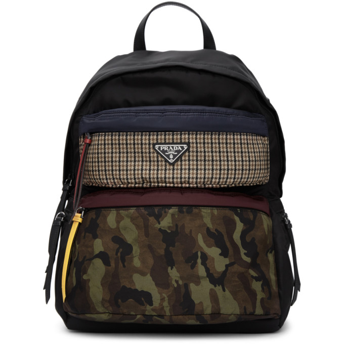 PRADA Black Camouflage Backpack