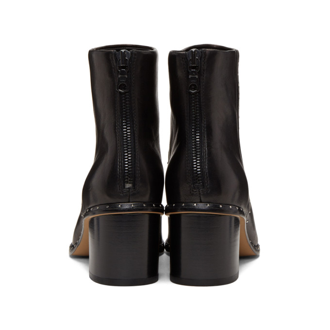 RAG & BONE Willow Micro-Stud Leather Heeled Ankle Boots in 黑色 | ModeSens