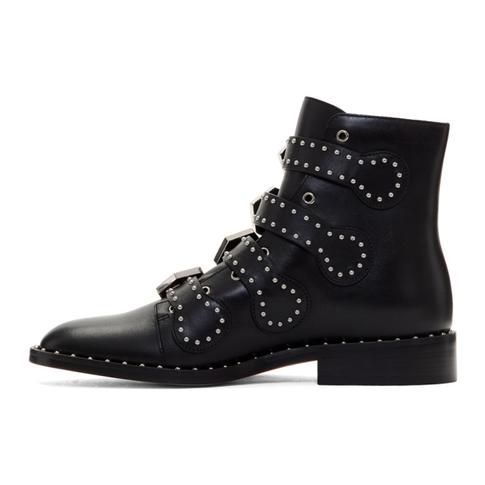 GIVENCHY Studded Ankle Boots In Black Croc-Effect Glossed-Leather ...