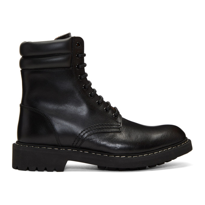 Givenchy Black Leather Combat Boots | ModeSens