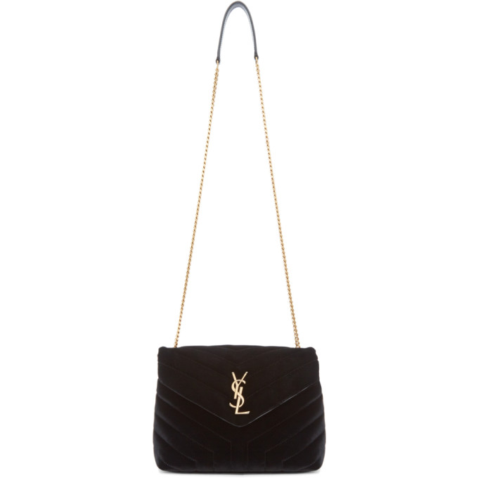 SAINT LAURENT Loulou Monogram Small Y-Quilted Chain Shoulder Bag, Black ...