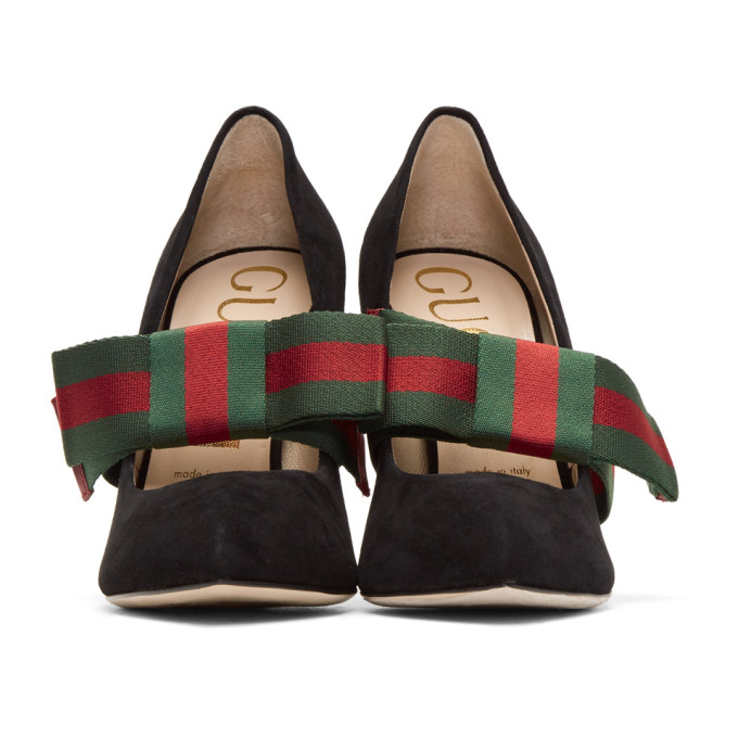 GUCCI Black Suede  Bow Heels ModeSens