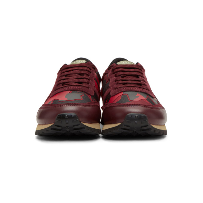 VALENTINO Rockrunner Camouflage Suede And Leather Trainers in Red Camo ...