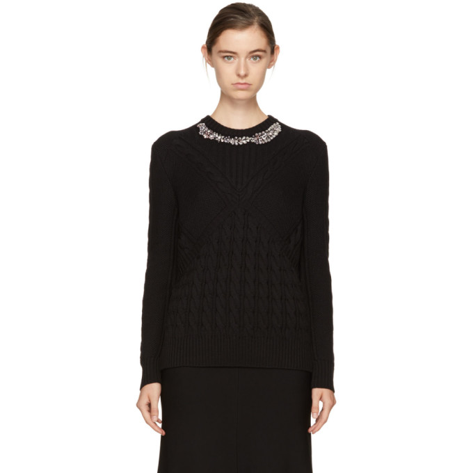 Erdem Elise Embellished Wool Sweater, Black | ModeSens