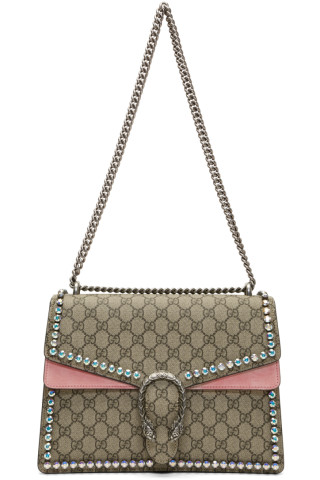 Gucci - Brown & Pink Medium GG Supreme Dionysus Bag