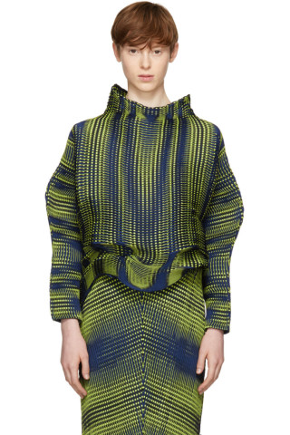 Issey Miyake - Yellow & Navy Aurora Oval Turtleneck