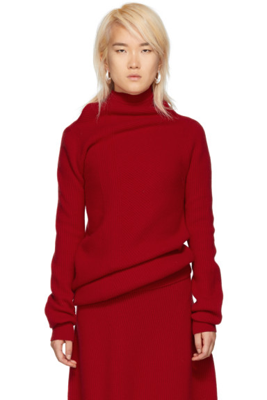 Jil Sander - Red Ribbed Sweater