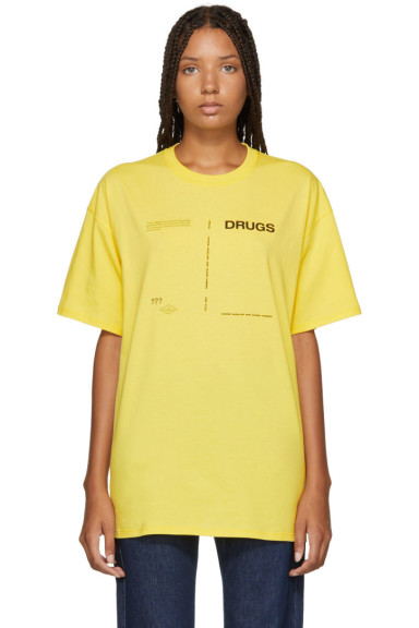Raf Simons - Yellow 'Drugs' Regular Fit T-Shirt