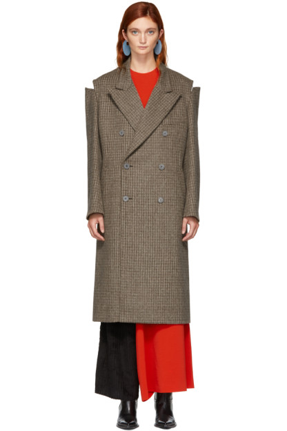 Maison Margiela - Brown Check Wool Coat