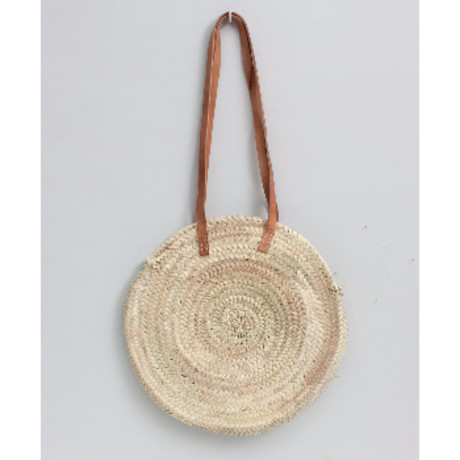 Trouva: Handmade Moroccan Round Straw Bag With Leather Strap