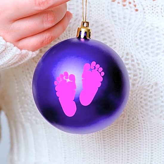 Min første jul klistermærke tekst til julekugle