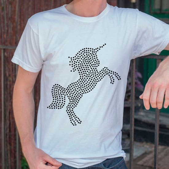 Holografisk enhjørning fuld figur - strygemærke