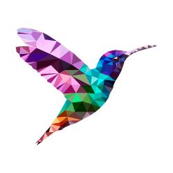 Farverig kolibri strygemærke