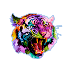 Farverig tiger strygemærke