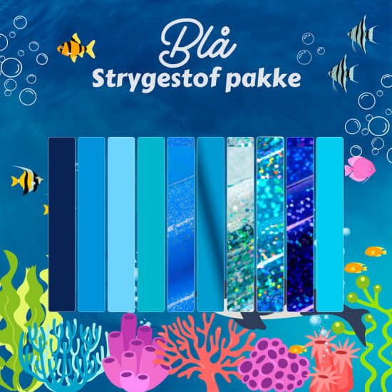 BLÅ strygestof pakke (10 forskellige ark)