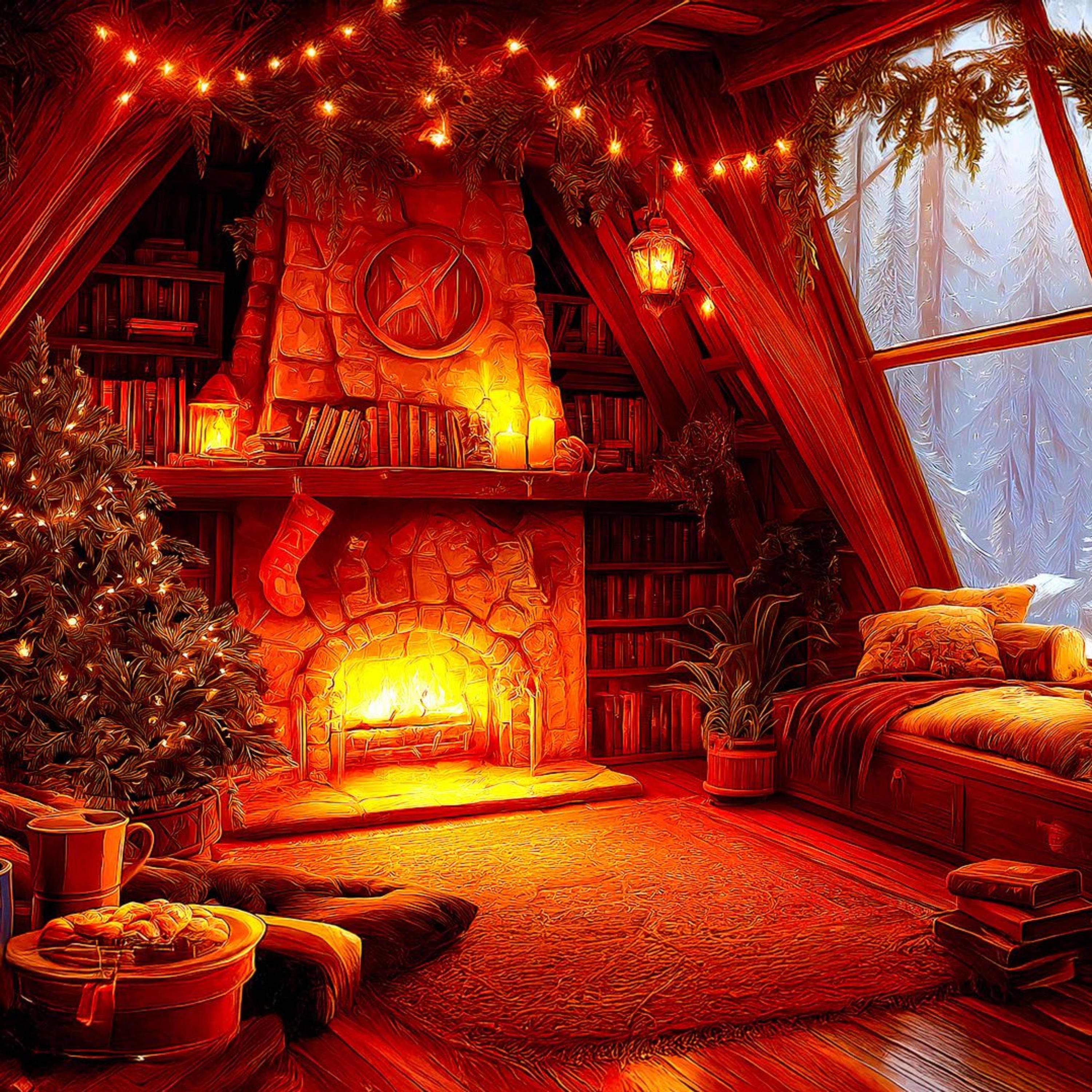 432 Hz Deep Sleep Music, Crackling Fire Sounds
