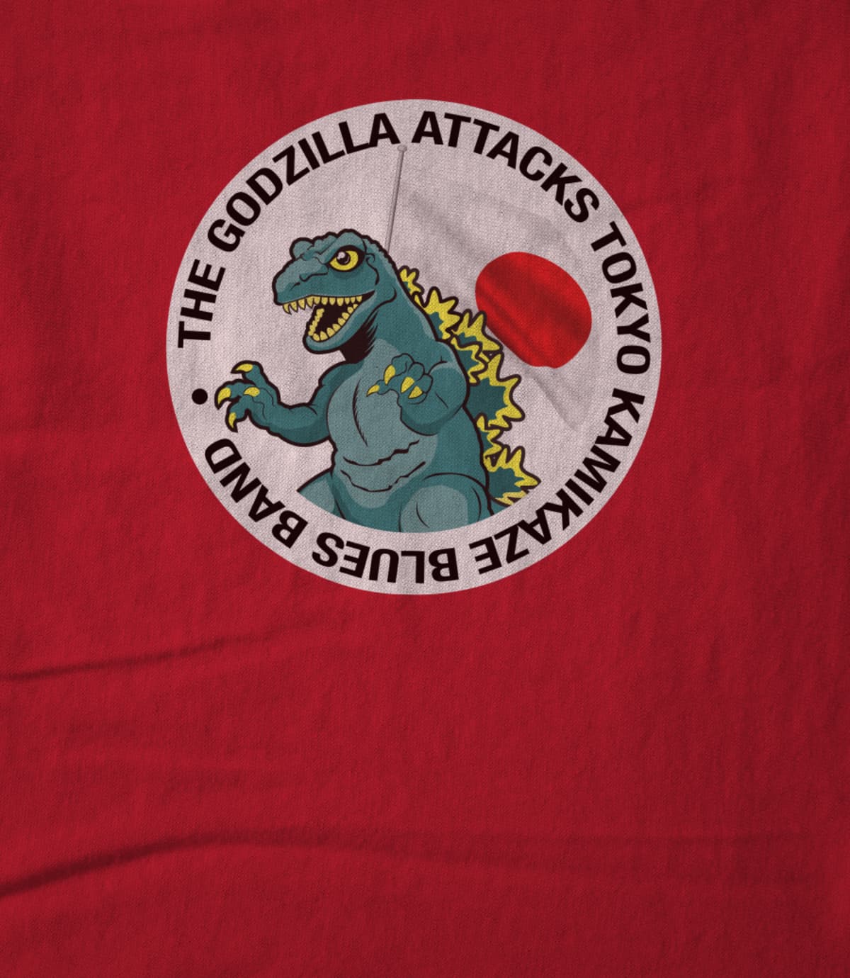 The godzilla attacks tokyo kamikaze blues band  logo shirt   red 1612117875