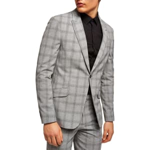 Men\u0027s Topman Check Suit Jacket, Size 34 R , Grey