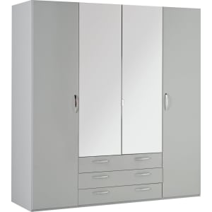 Collection New Hallingford 4dr 3drw Mirror Robe Grey Gloss From