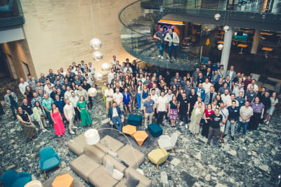 Kentico team gathered together — life at Kentico, our global company culture