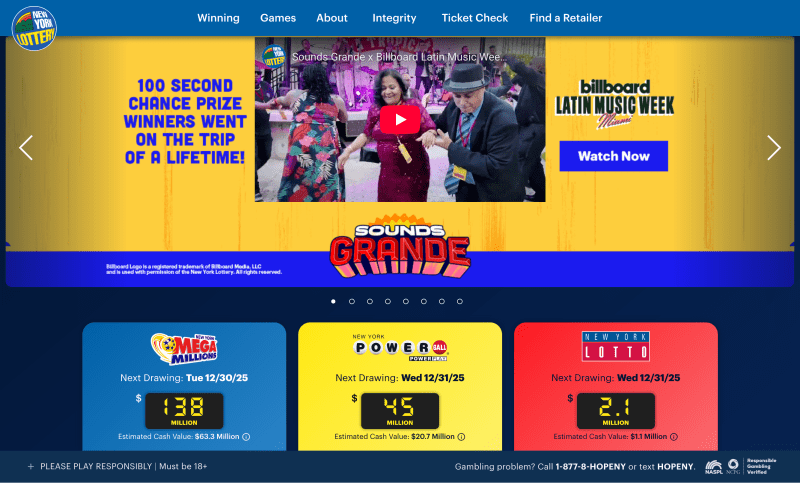 New York Lottery website built on Xperience by Kentico with loyalty program, ticket scanning, and digital commerce by Marcus Thomas