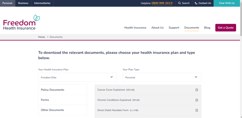 Freedom Health Insurance - documents