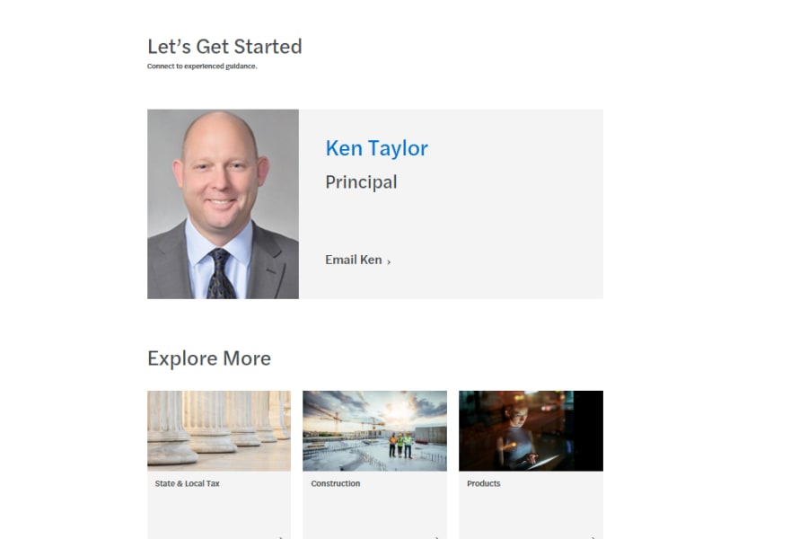 Headshot of Ken Taylor, Principal, with links to email him and explore more content.
